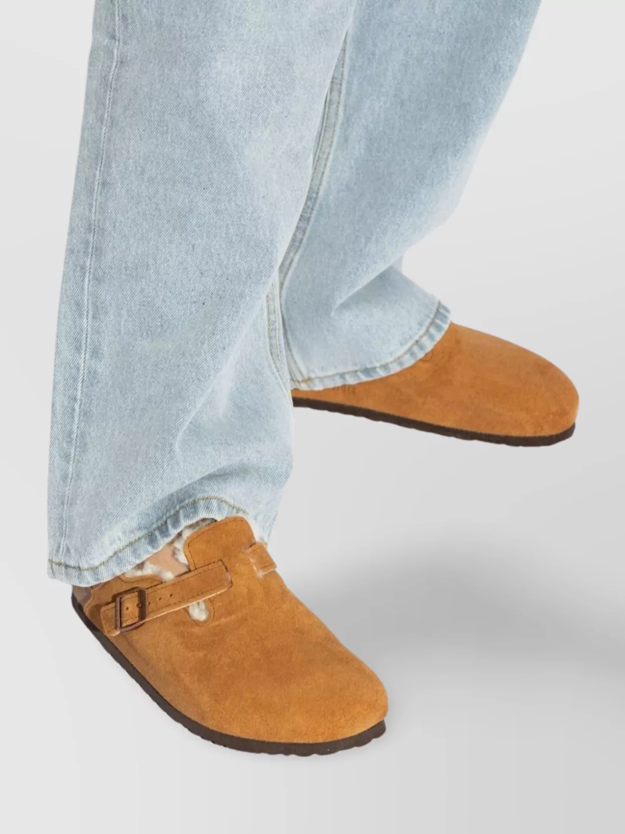 Birkenstock Tokio Shearling Buckled Suede Clogs