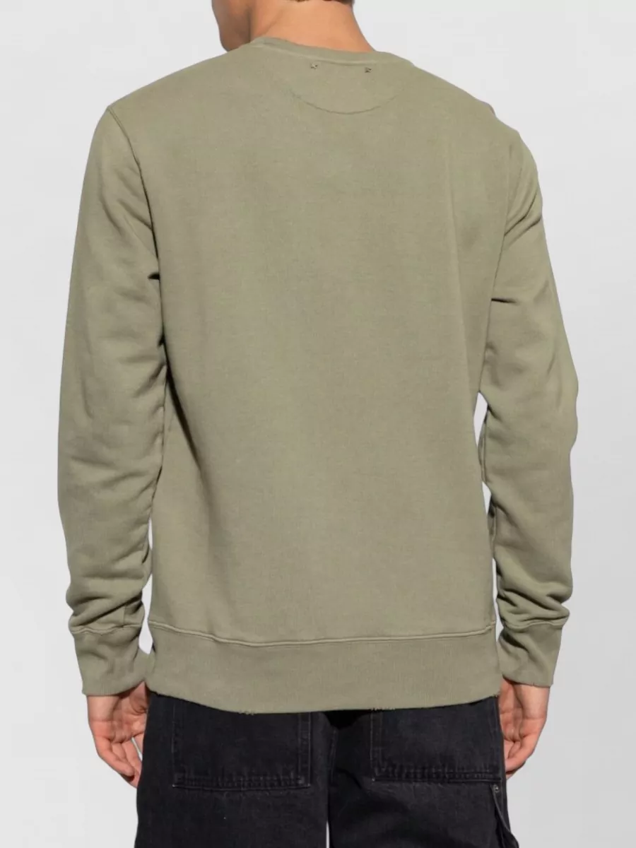Golden Goose Ribbed Trim Regular Fit Logo Cotton Sweatshirt