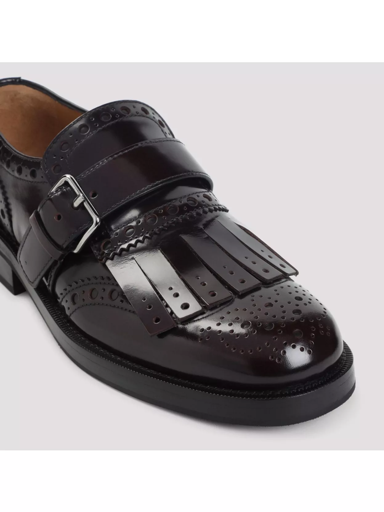 Church's Fringed Glossy Perforated Round Toe Shoes