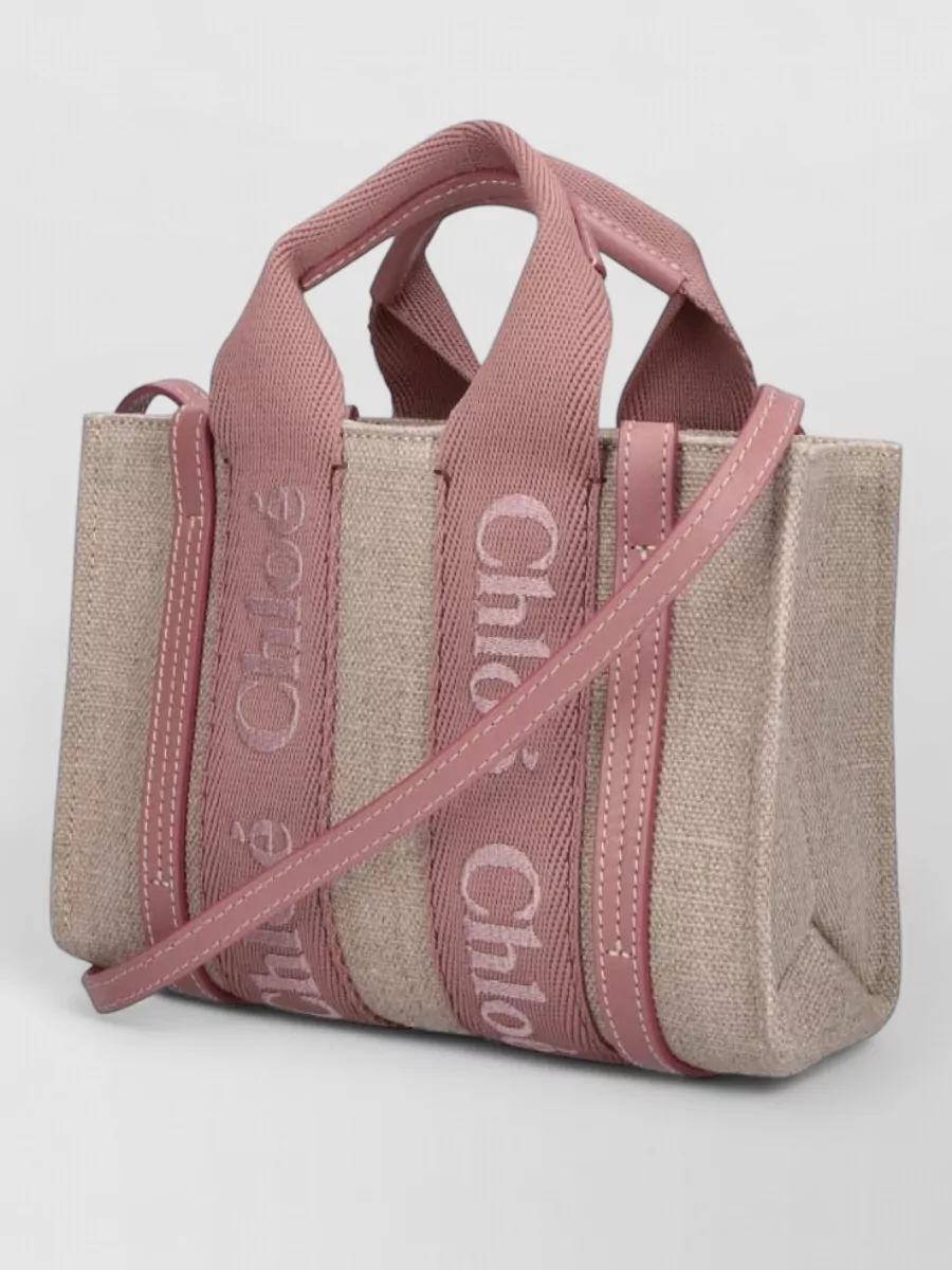 Chloé Woody Mini Linen Tote Bag