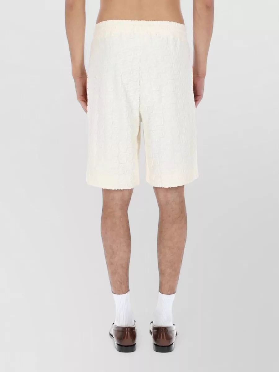 Drôle De Monsieur Monogram Signature Textured Shorts Side Pockets