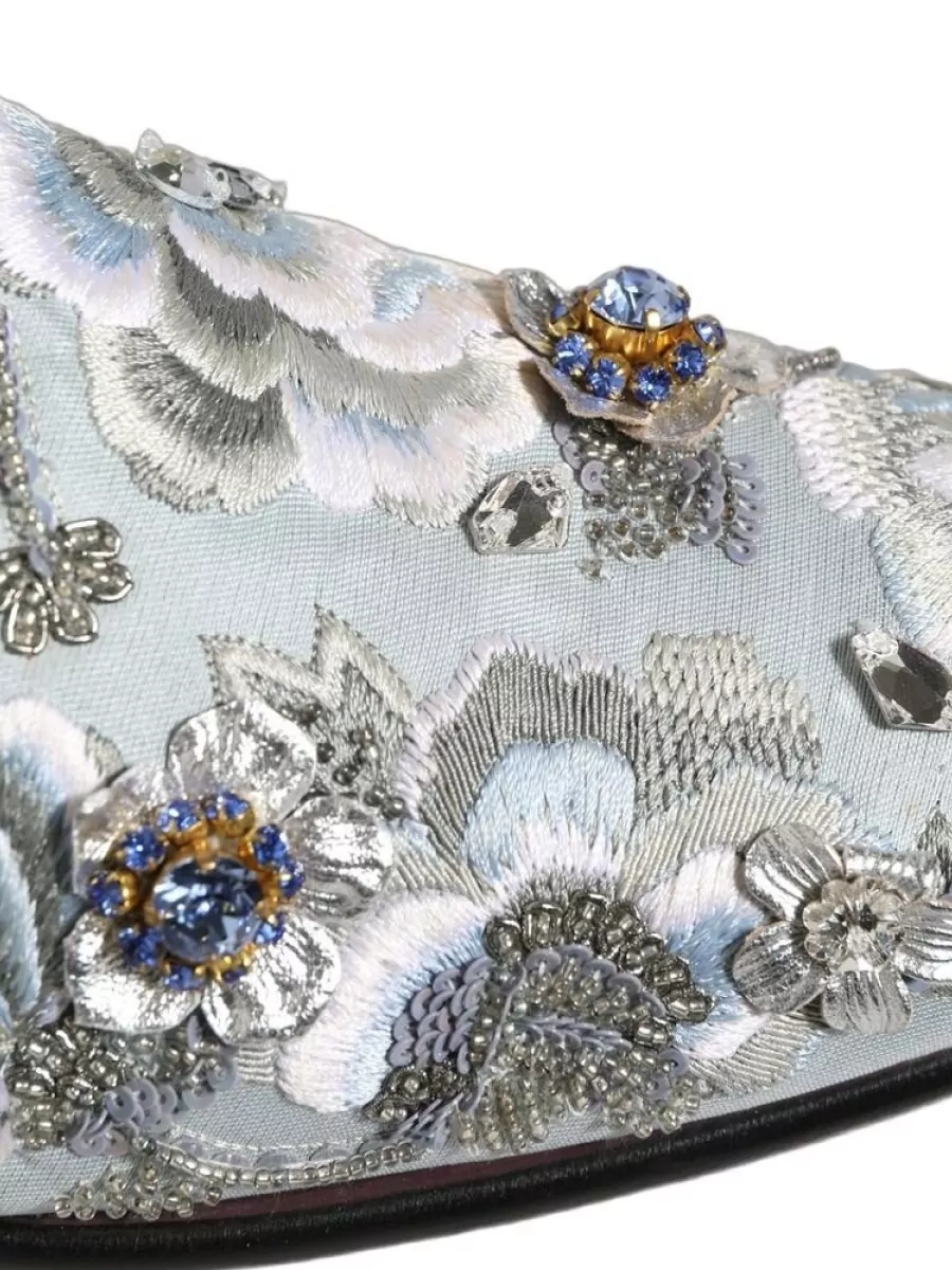 Dolce&Gabbana Leather Floral Embellished Slippers