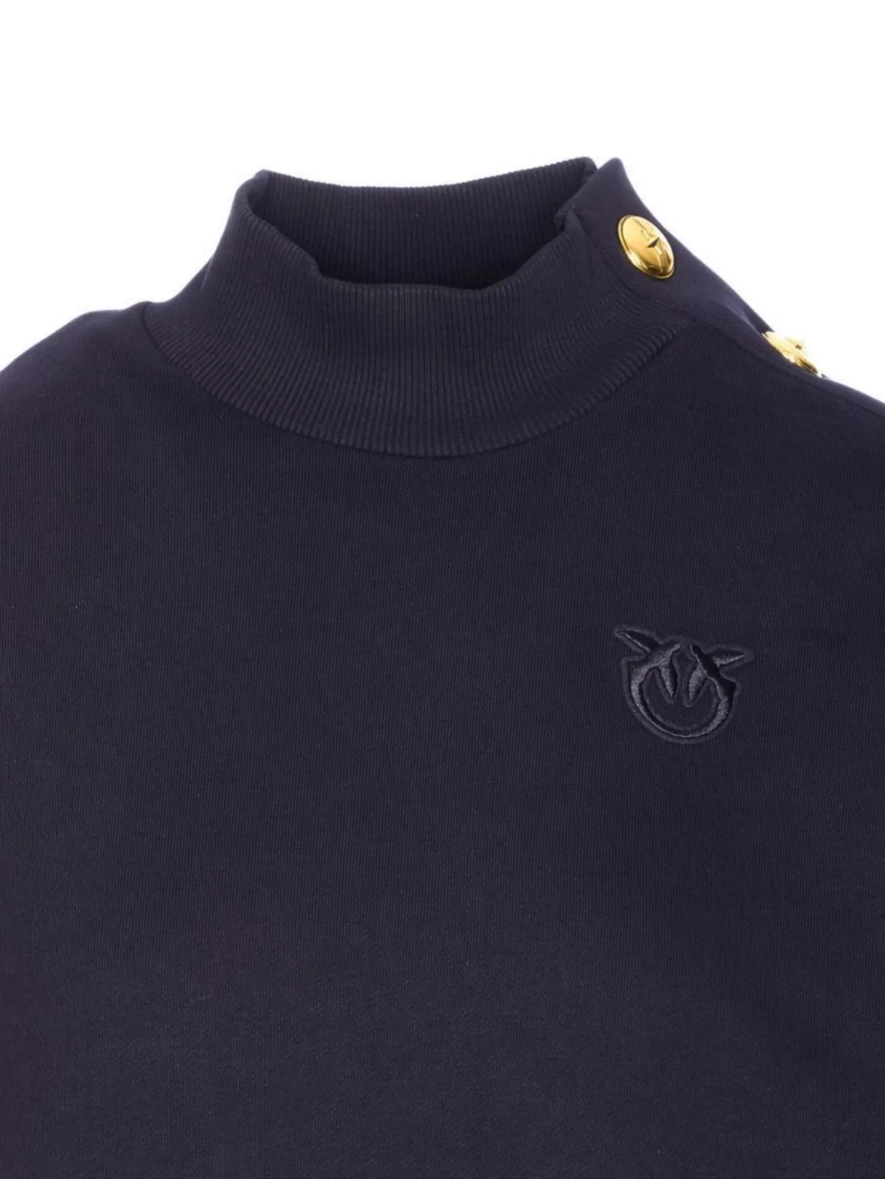 Pinko Crewneck Sweatshirt With Mock Neck And Buttons In Blue