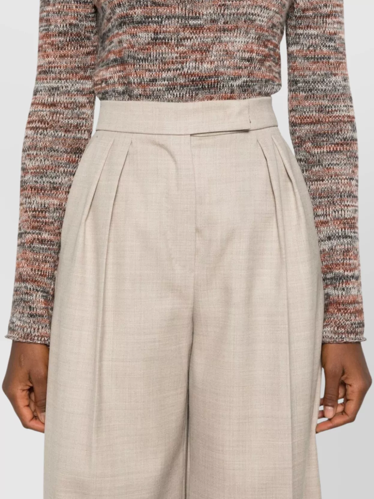 Max Mara Wide Leg Trousers Pleated Front In Neutral