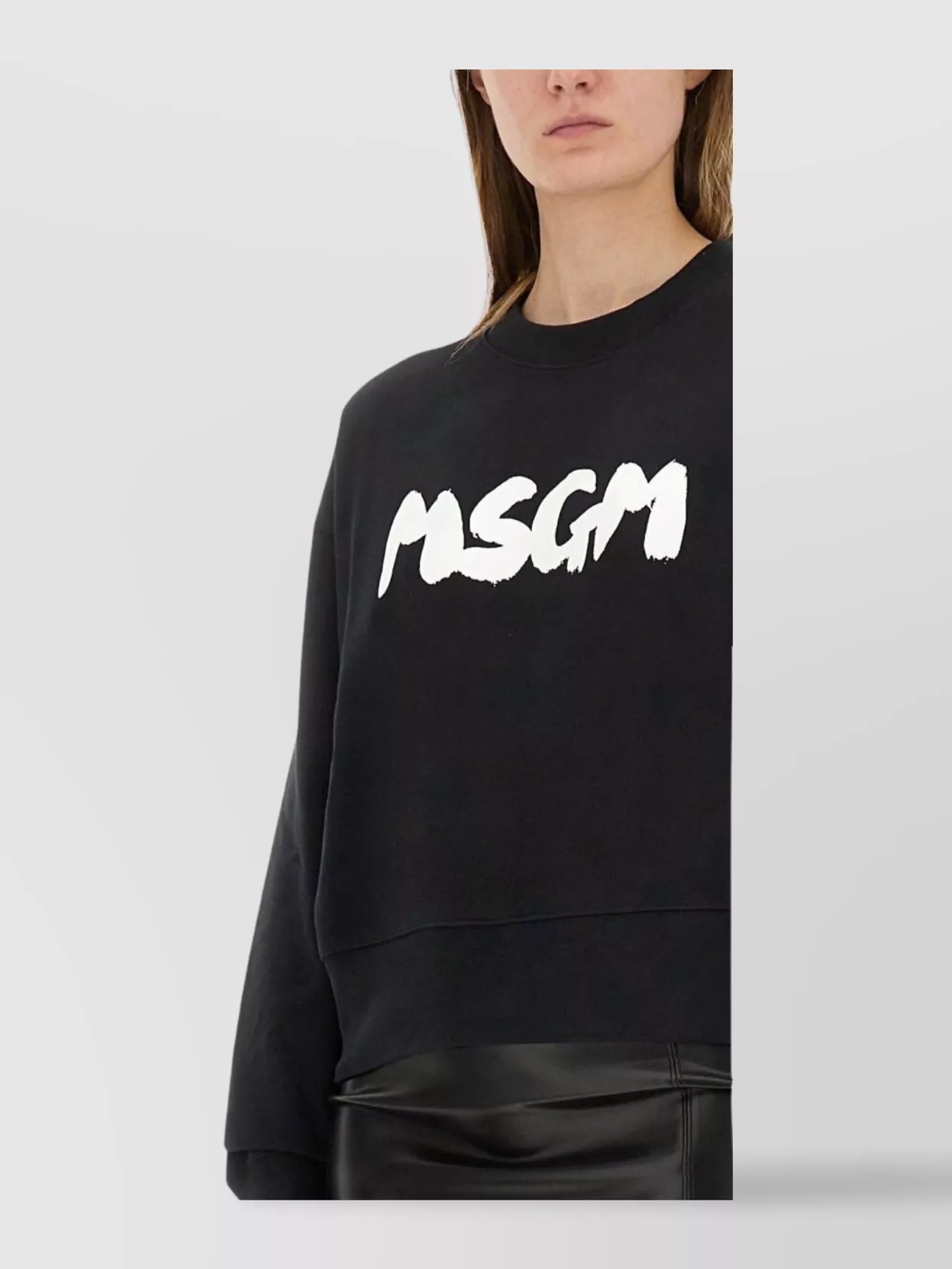 Msgm Logo Crew Neck Cropped Sweatshirt