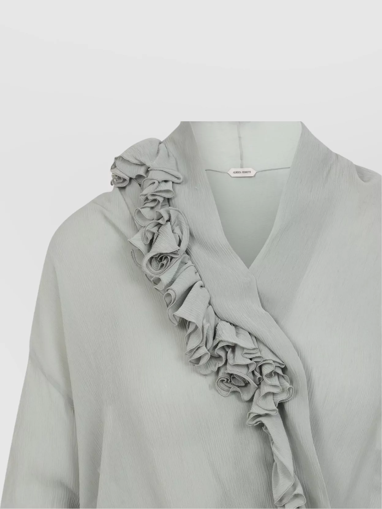 Alberta Ferretti Creponne Blouse Asymmetric Hem