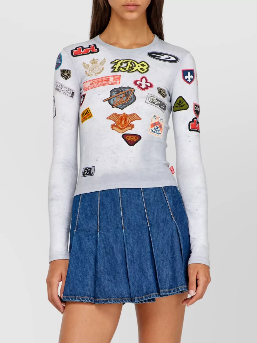 Diesel Ribbed Printed Long-Sleeve Top