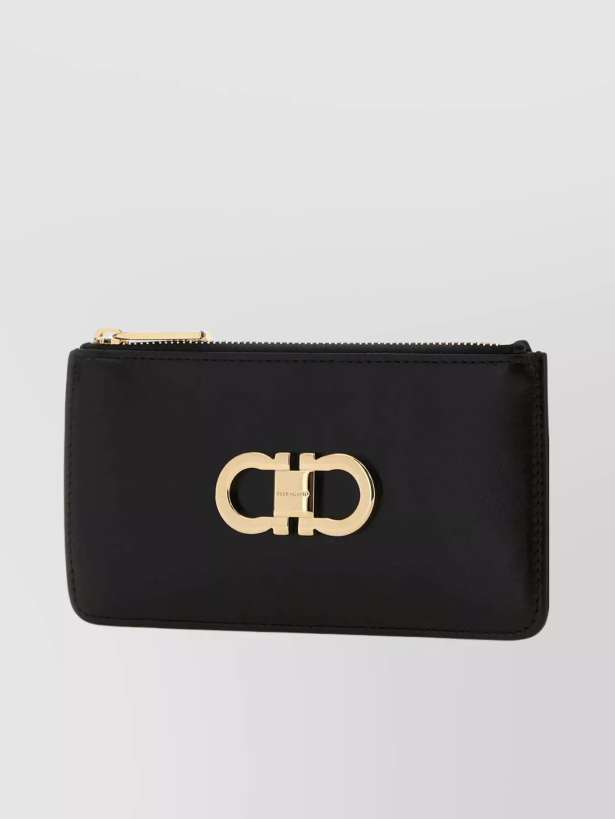 Ferragamo Leather Wallet Hardware Gold-tone In Black