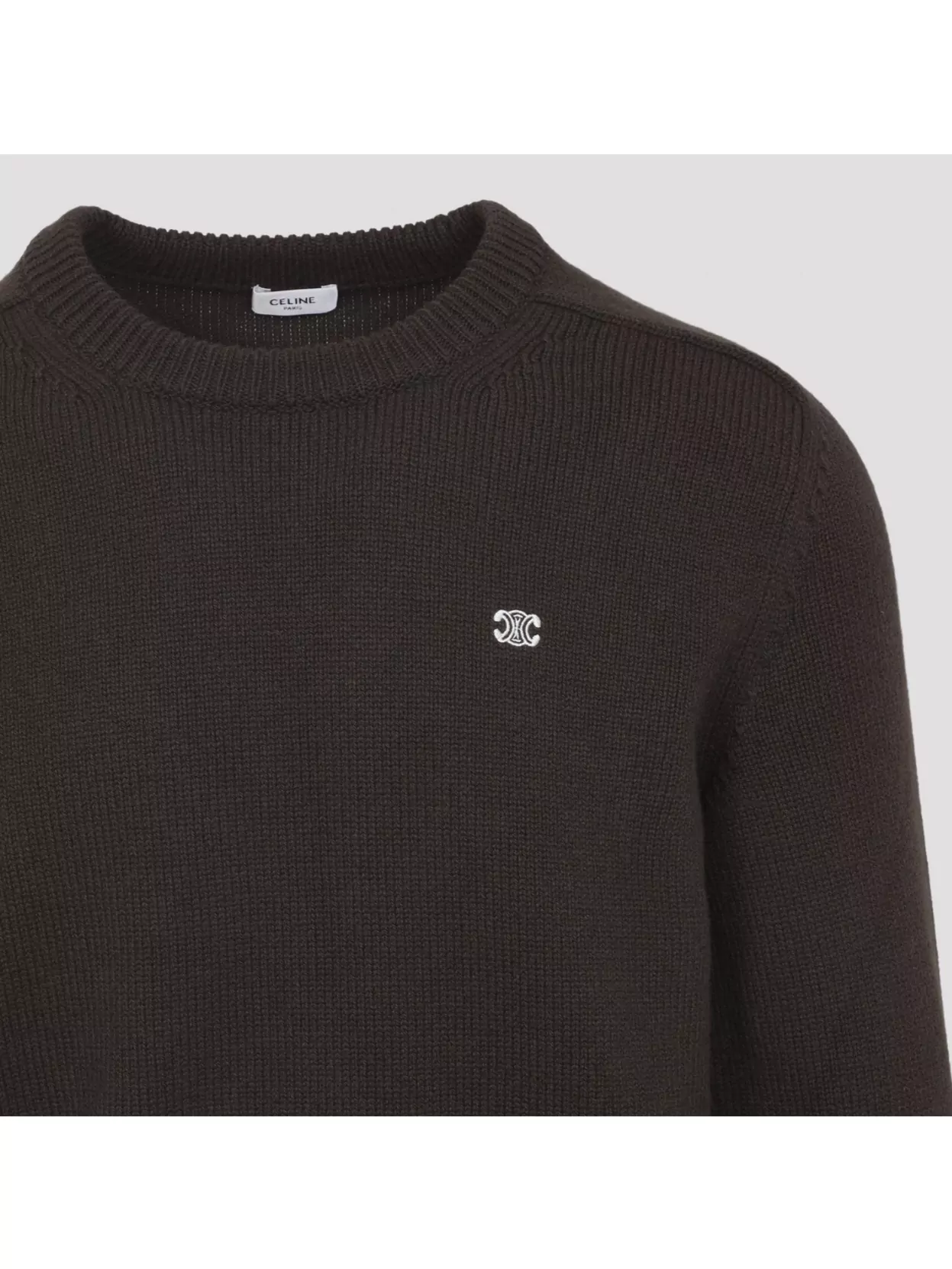 Celine Ribbed Hem Crew Neck Knit Sweater