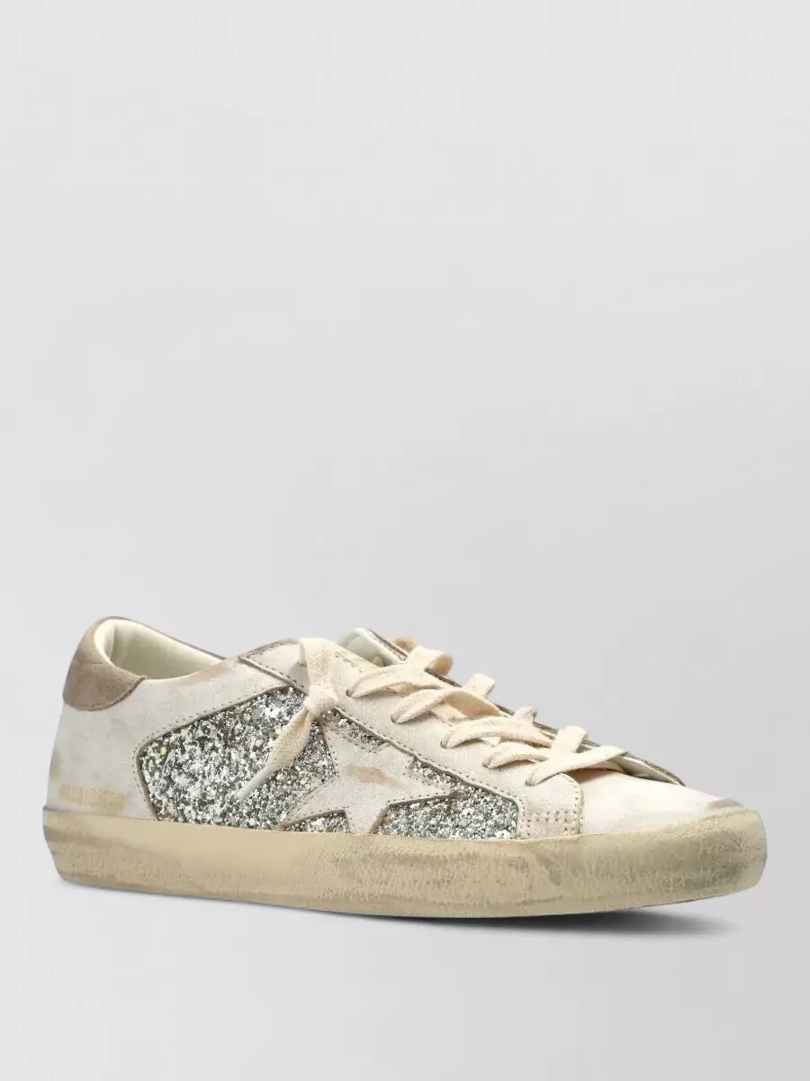 Golden Goose leather glitter lace-up sneakers