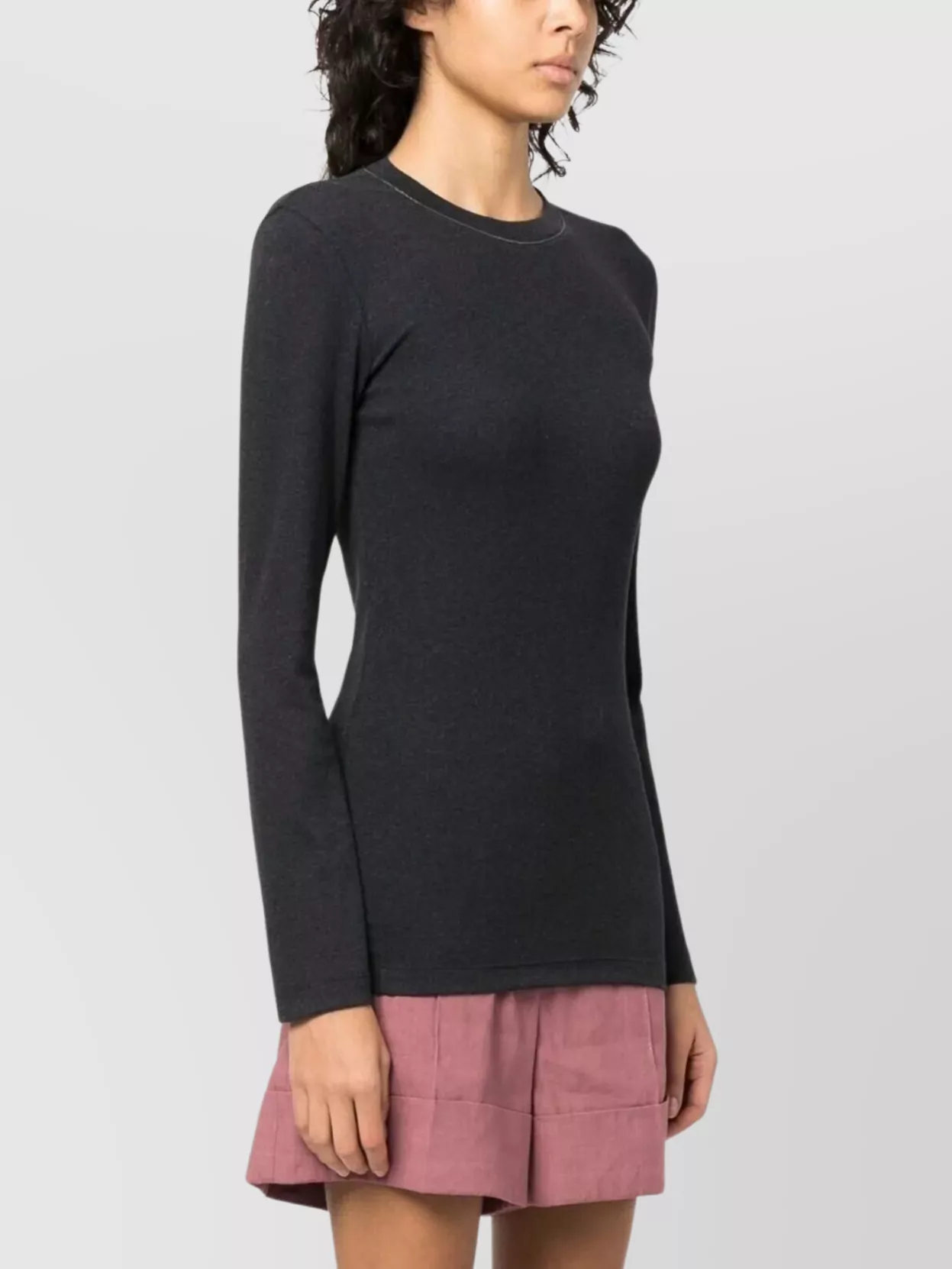 Brunello Cucinelli Ribbed Stretch Jersey Long-Sleeve T-Shirt
