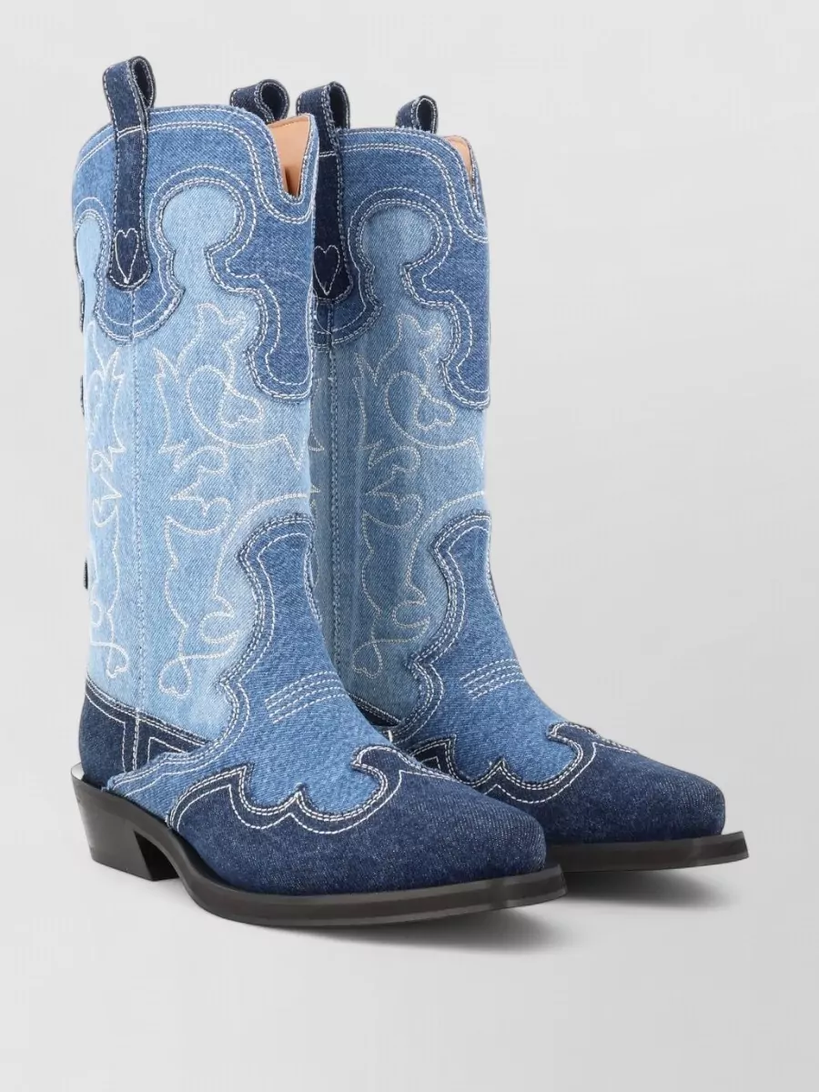 Ganni Cotton Western Boots