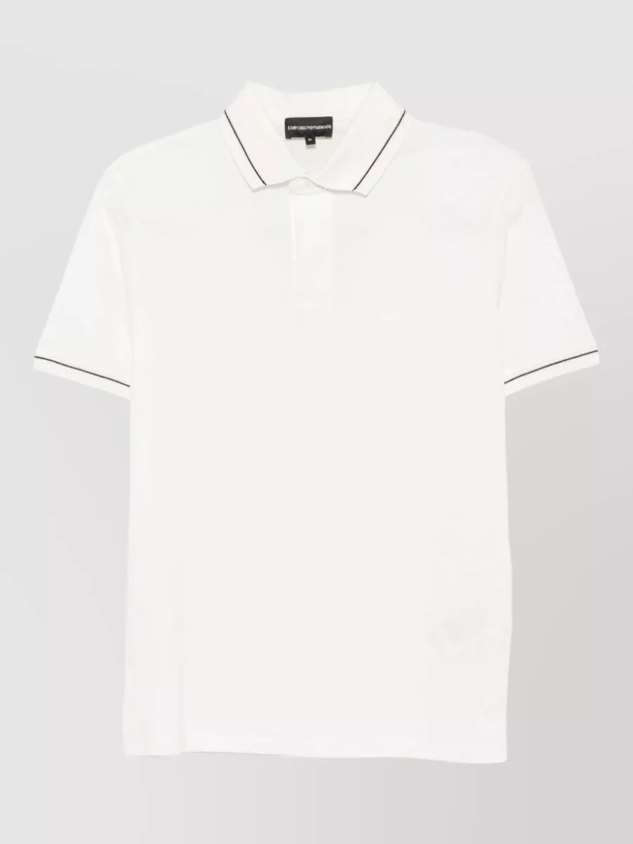 Emporio Armani cotton piqué contrast trim short-sleeve polo shirt