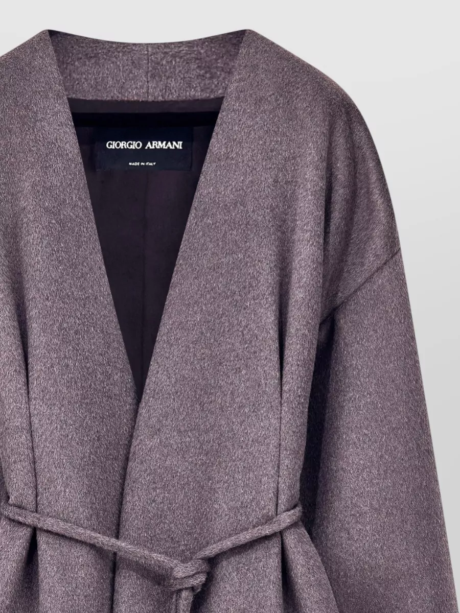 Giorgio Armani Wool Blend Belted V-Neck Caban Coat