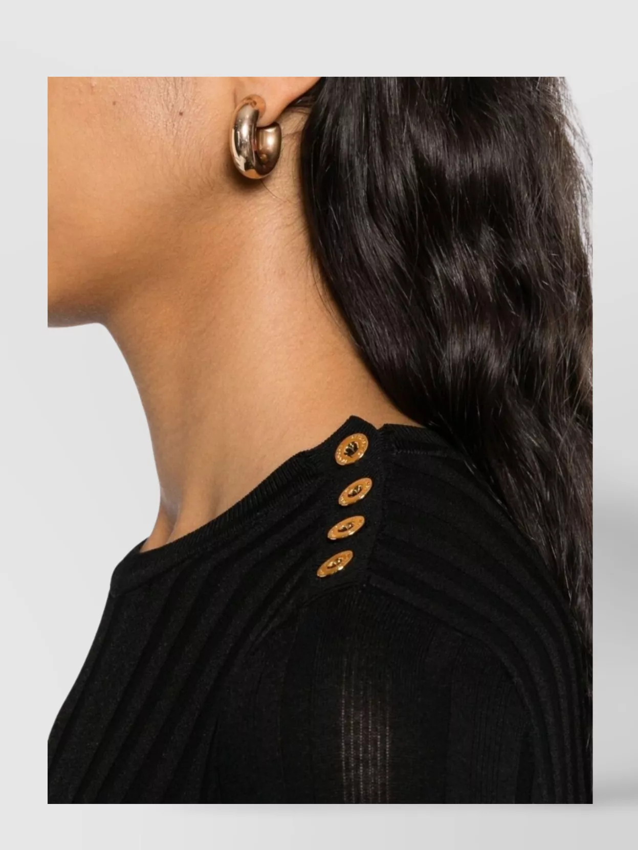 Elisabetta Franchi Ribbed Crewneck Sweater Button Detail