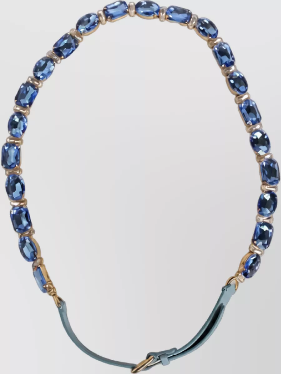 Dolce&Gabbana Leather Crystal Chain Embellished Belt