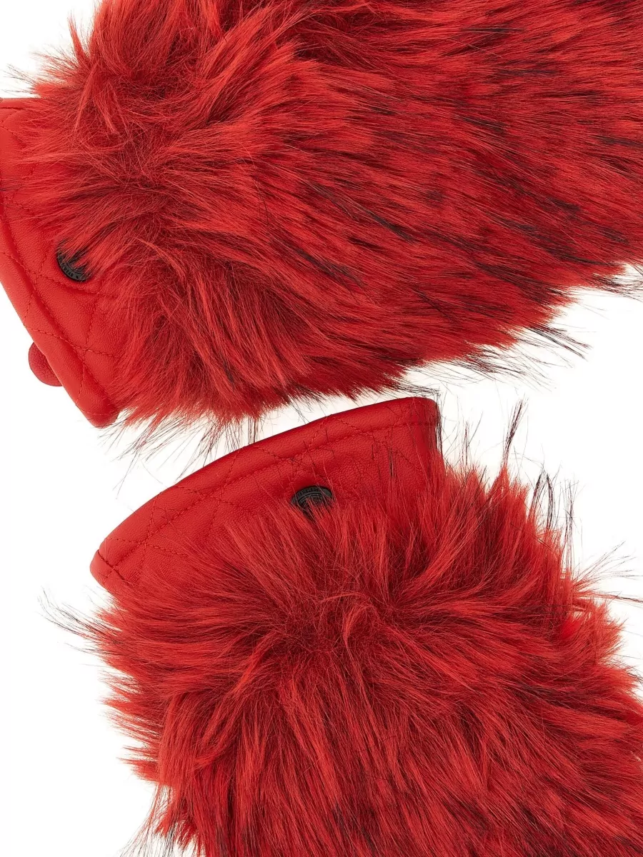 Goldbergh Leather Faux Fur Mittens