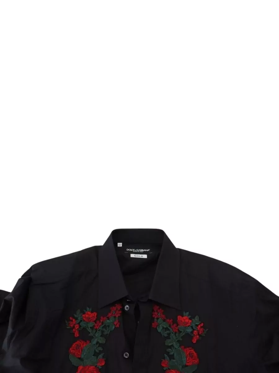 Dolce&Gabbana Cotton Floral-Embroidered Long-Sleeve Shirt