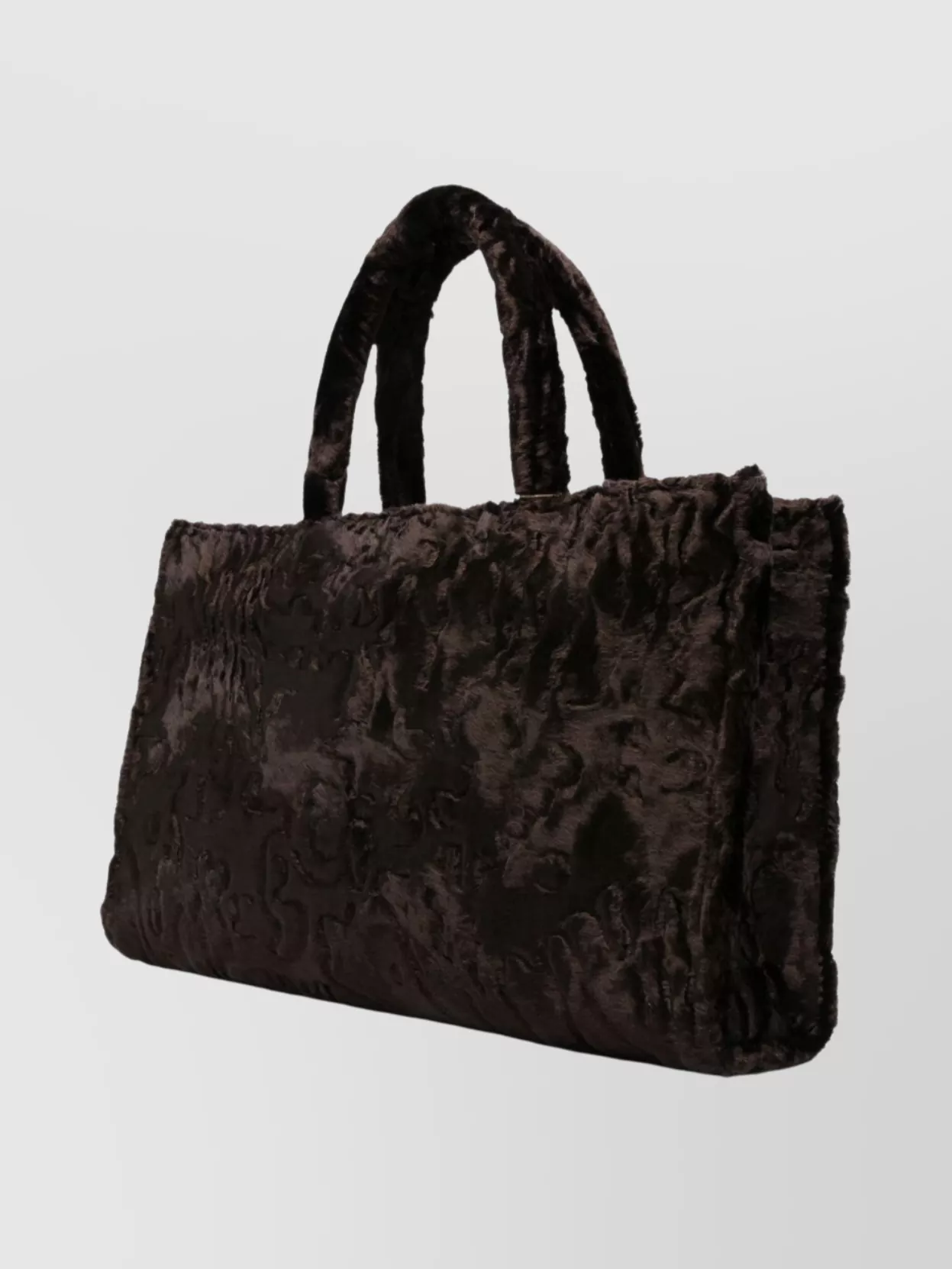 La Milanesa Floral Faux Fur Tote Bag With Handles
