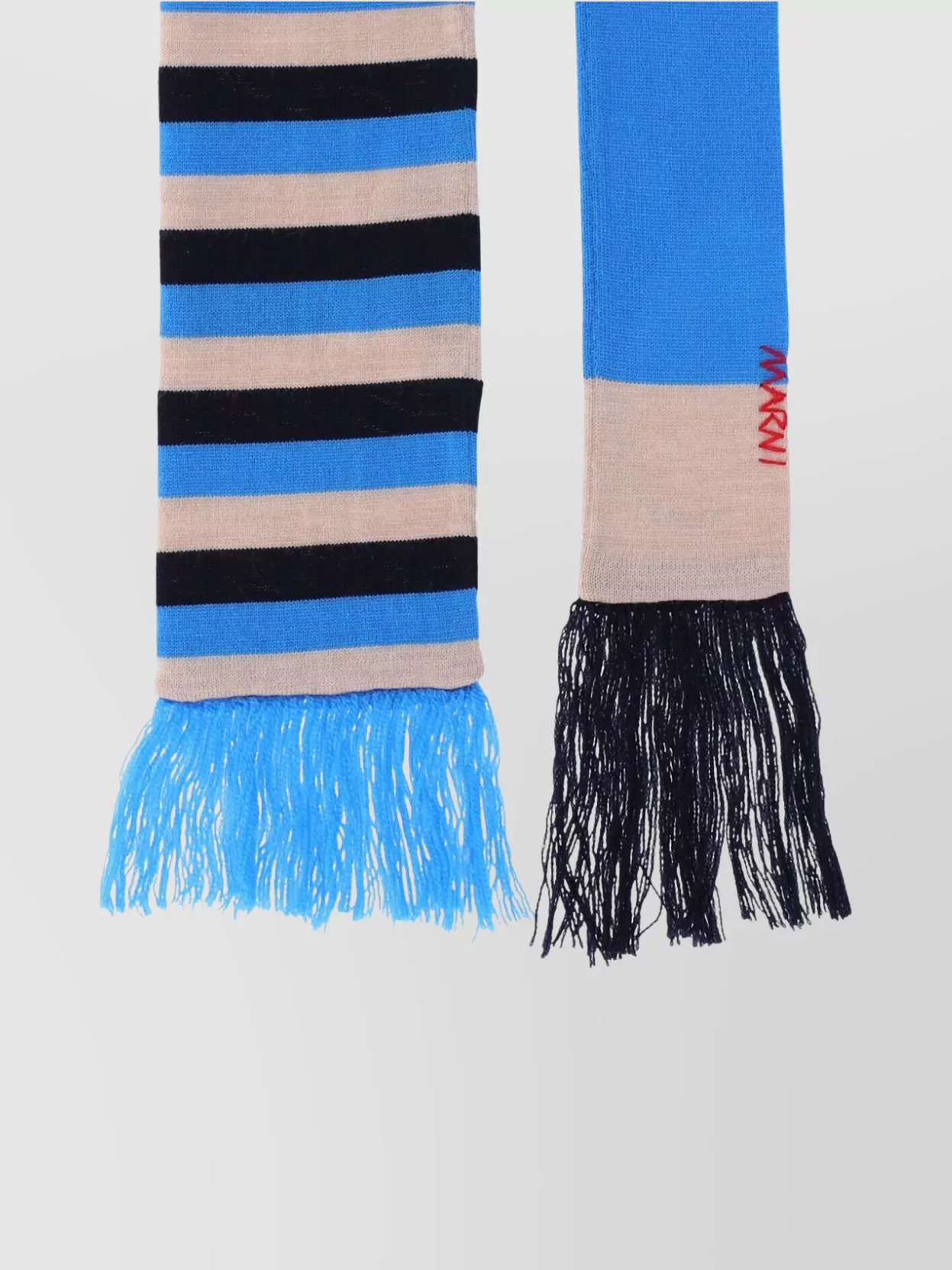 Marni Fringed Striped Scarf With Tassel Detail