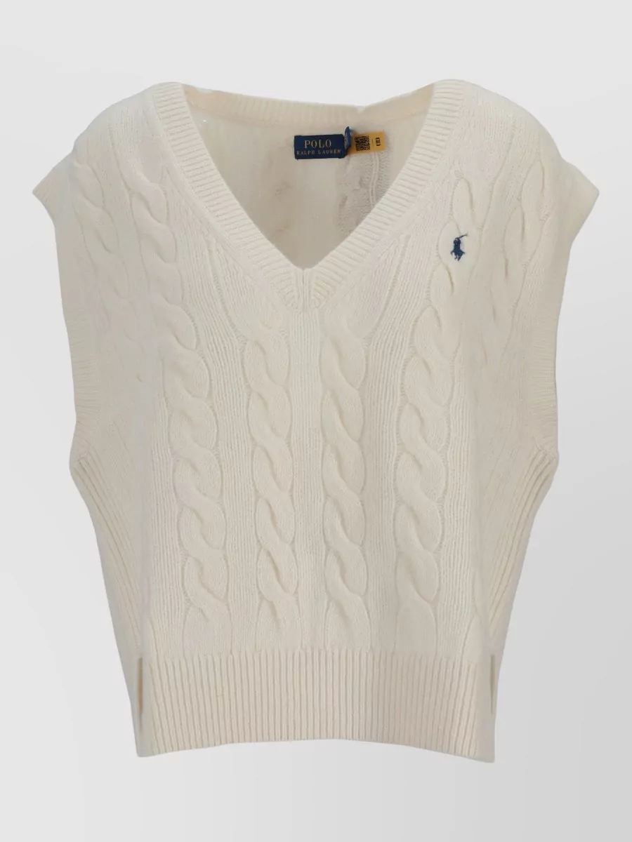 Ralph Lauren wool cashmere sleeveless v-neck fine-knit top