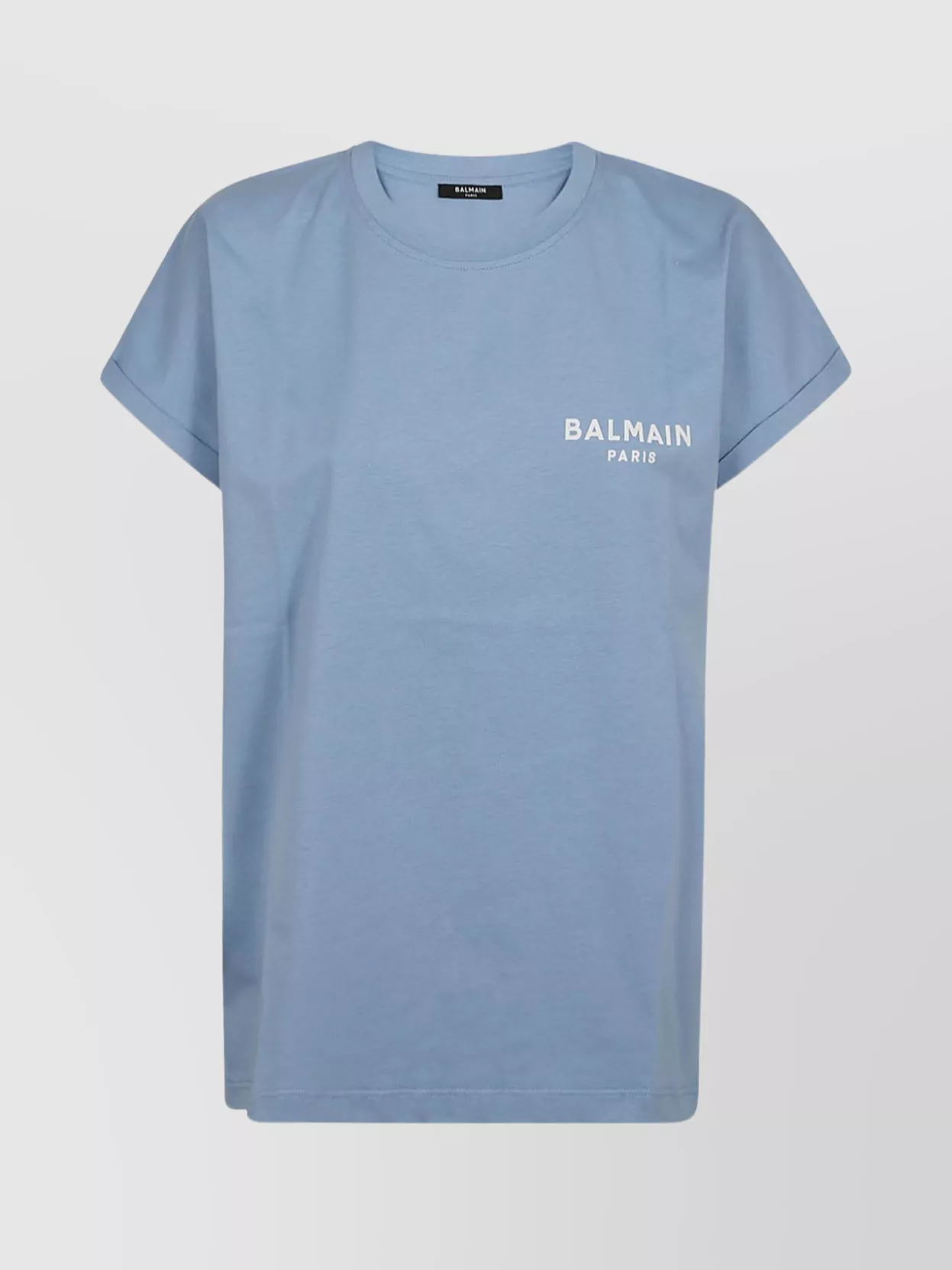 Shop Balmain Cotton Crew Neck T-shirt With Velvet Embossed Writing