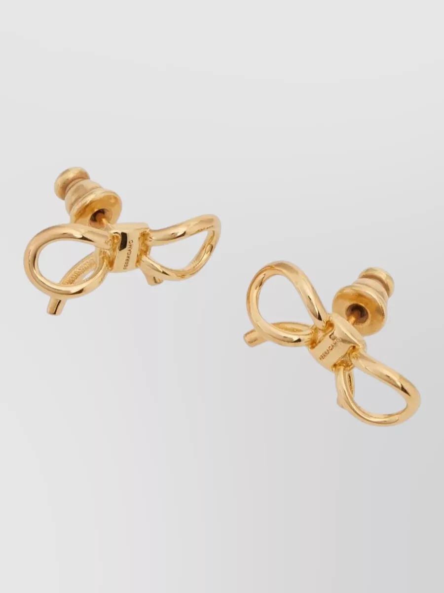 Ferragamo Brass Bow Earrings