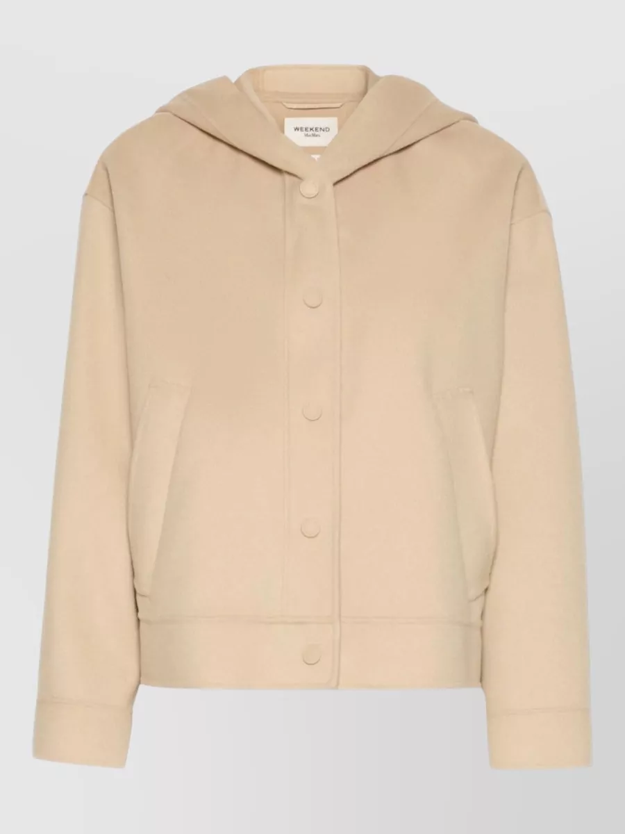 Weekend Max Mara wool hooded cropped single breasted coat