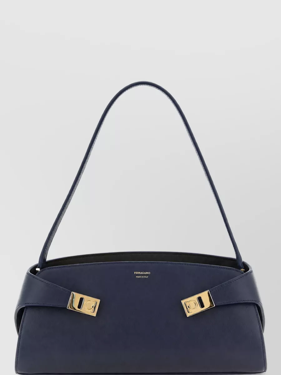 Ferragamo hug east-west calfskin leather clutch bag