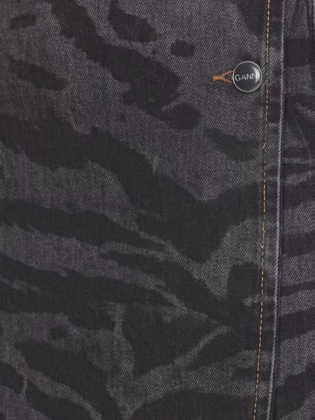 Ganni Tiger-print Denim Mini Wrap Skirt