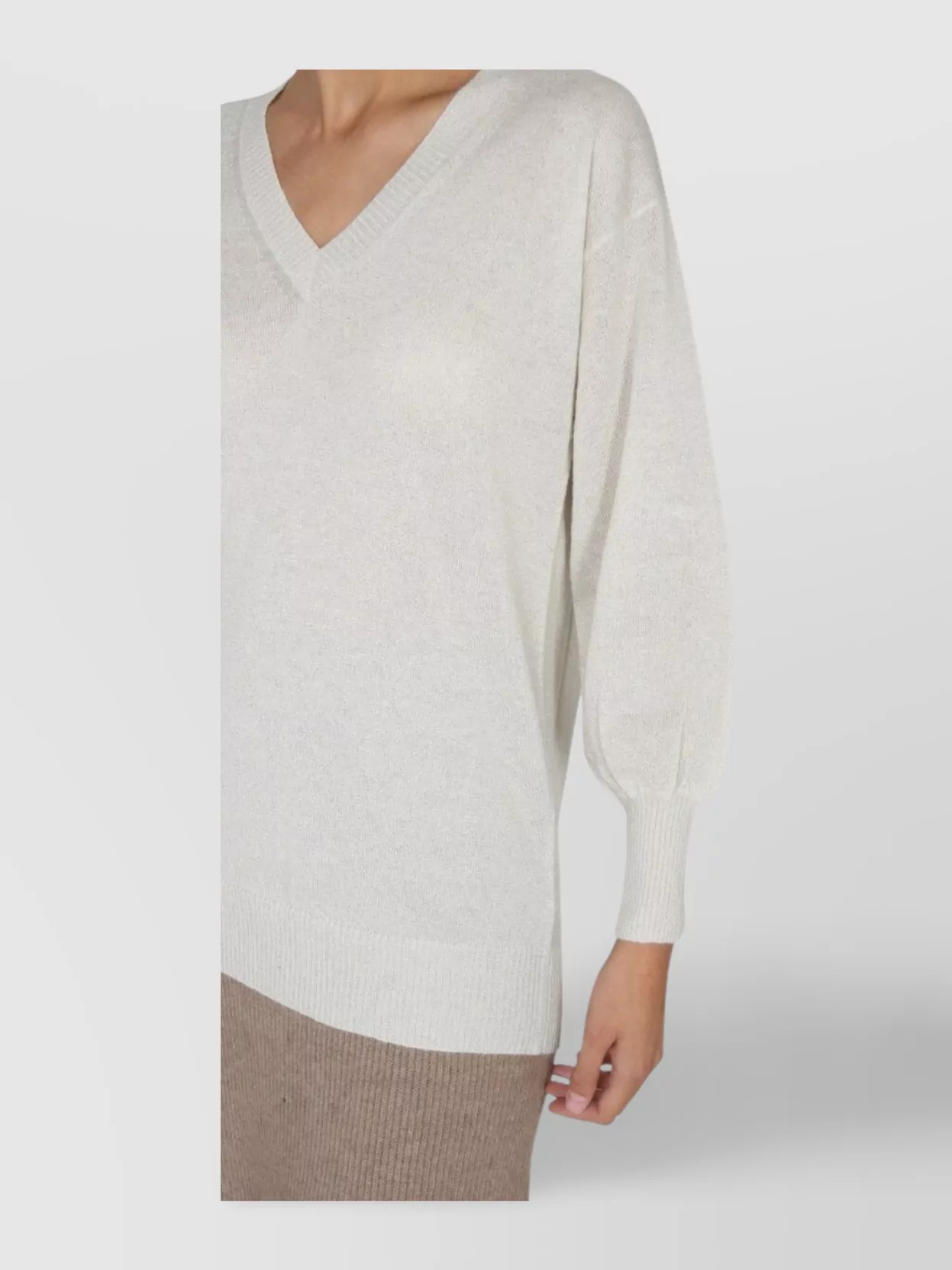 Fabiana Filippi V-Neck Ribbed Knitwear Long Sleeves