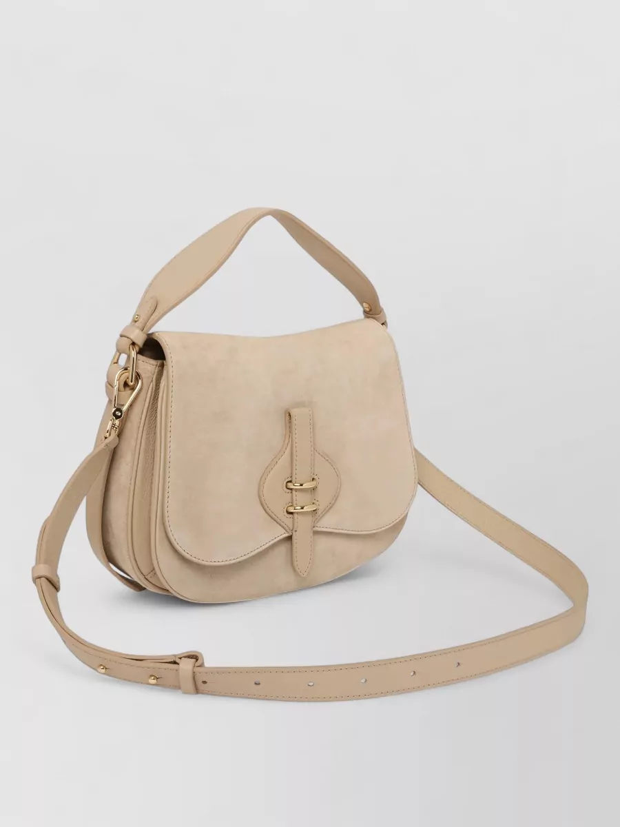 Coccinelle Mavery Suede Clutch Bag Strap Hardware