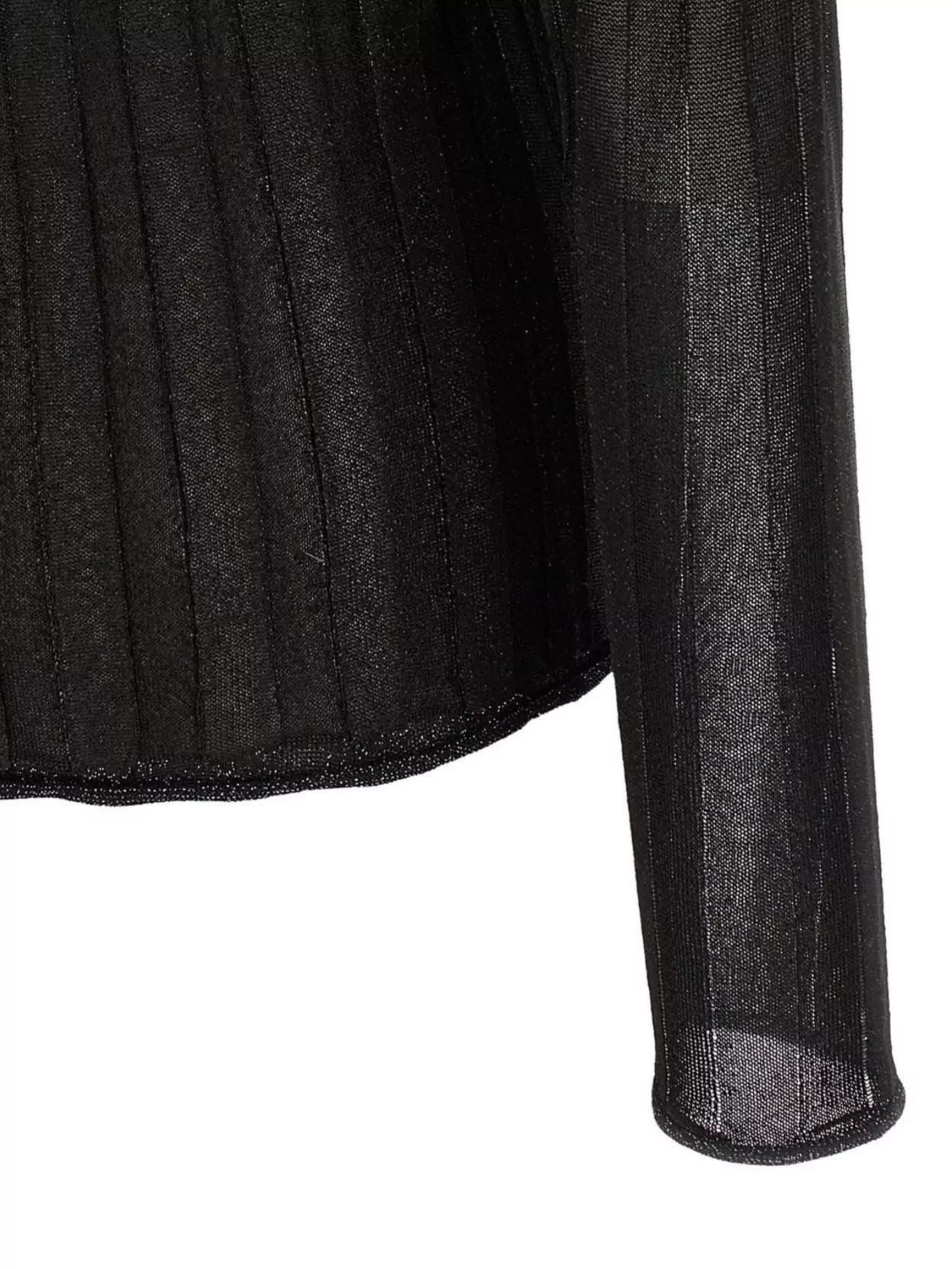 Fabiana Filippi Turtleneck Sweater With Ribbed Sheer Fabric In Black
