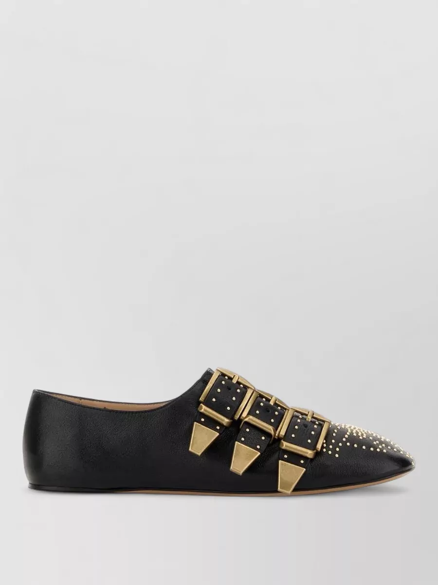 Chloé Susanna Buckle-details Studded Flat Pumps In Multi