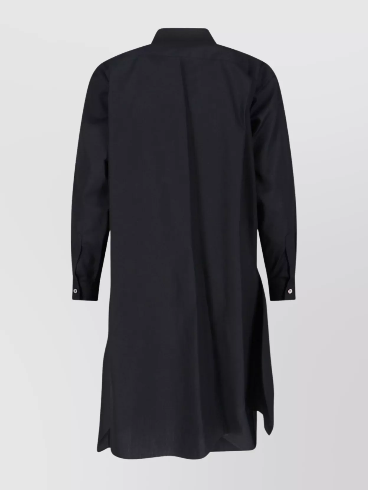 Comme Des Garçons Long Sleeve Asymmetric Hem Collared Top In Blue