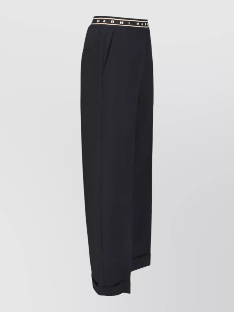 Marni Virgin Wool Straight-Leg Wide-Leg Trousers