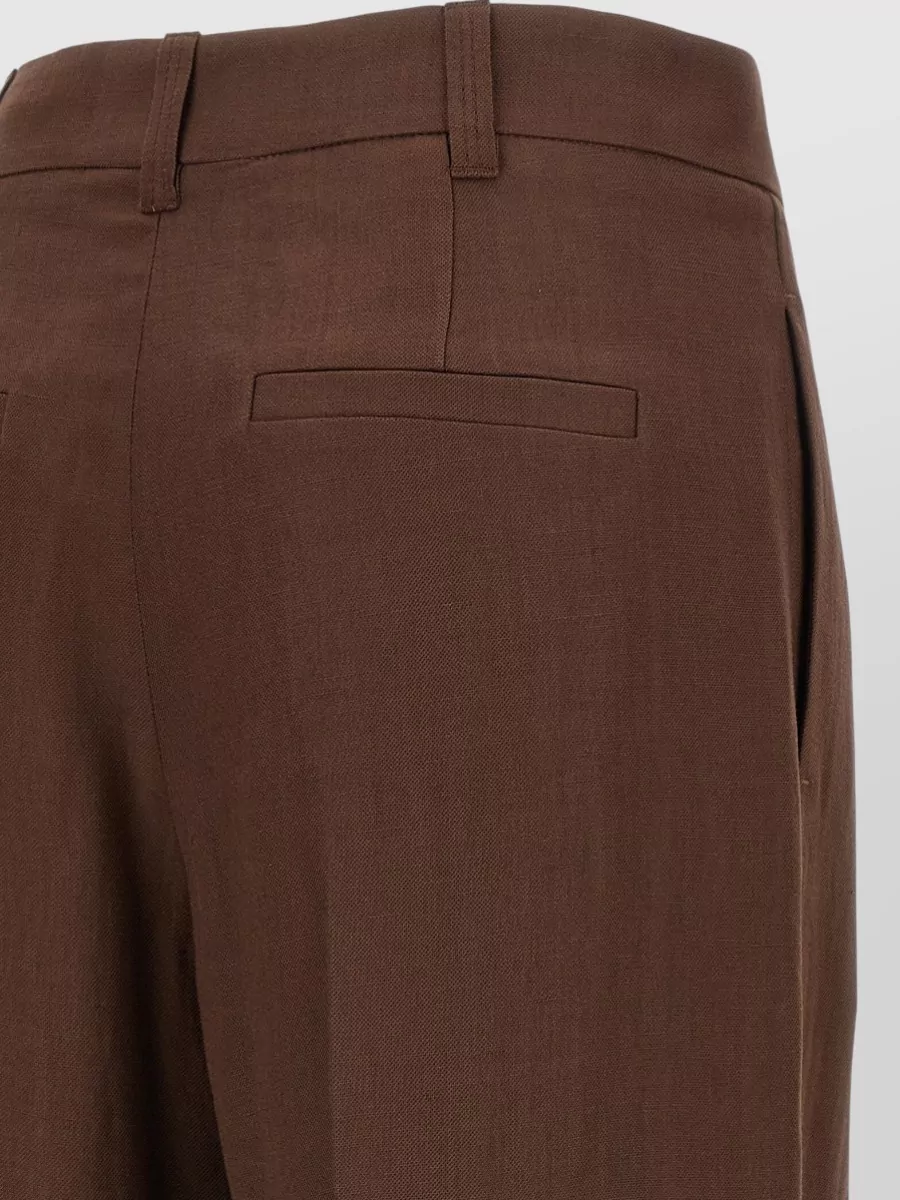 Brunello Cucinelli Linen Trousers Pleated Front Wide Leg