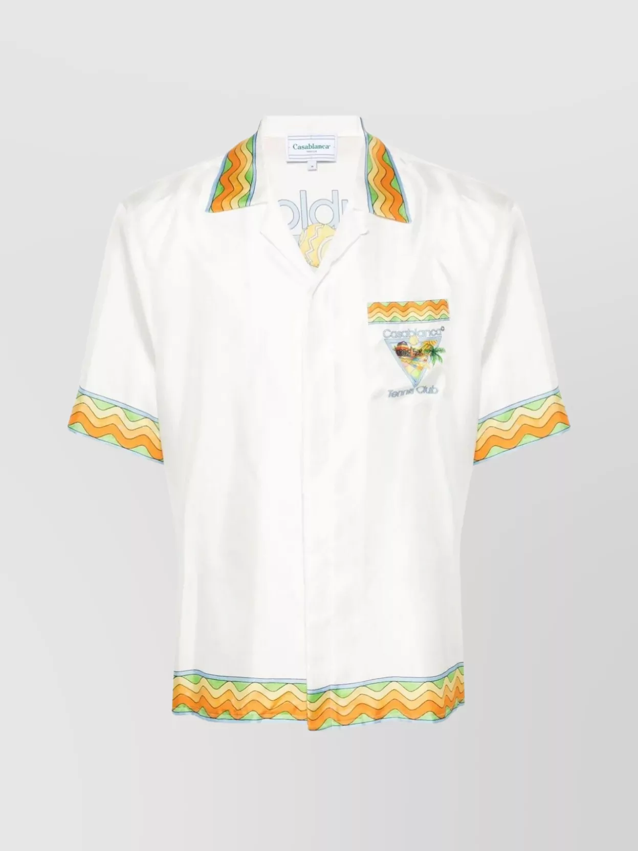 Shop Casablanca Cuban Collar Club Shirt With Printed Design
