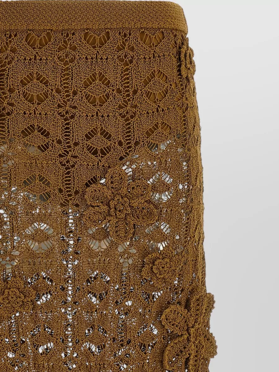 Pinko Crochet High-Rise Flared Midi Skirt