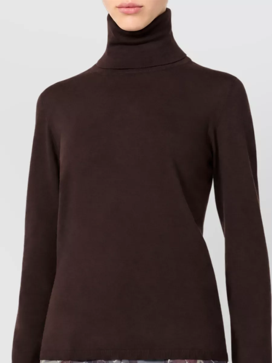 Max Mara Virgin Wool Fine Rib-Knit Turtleneck Sweater