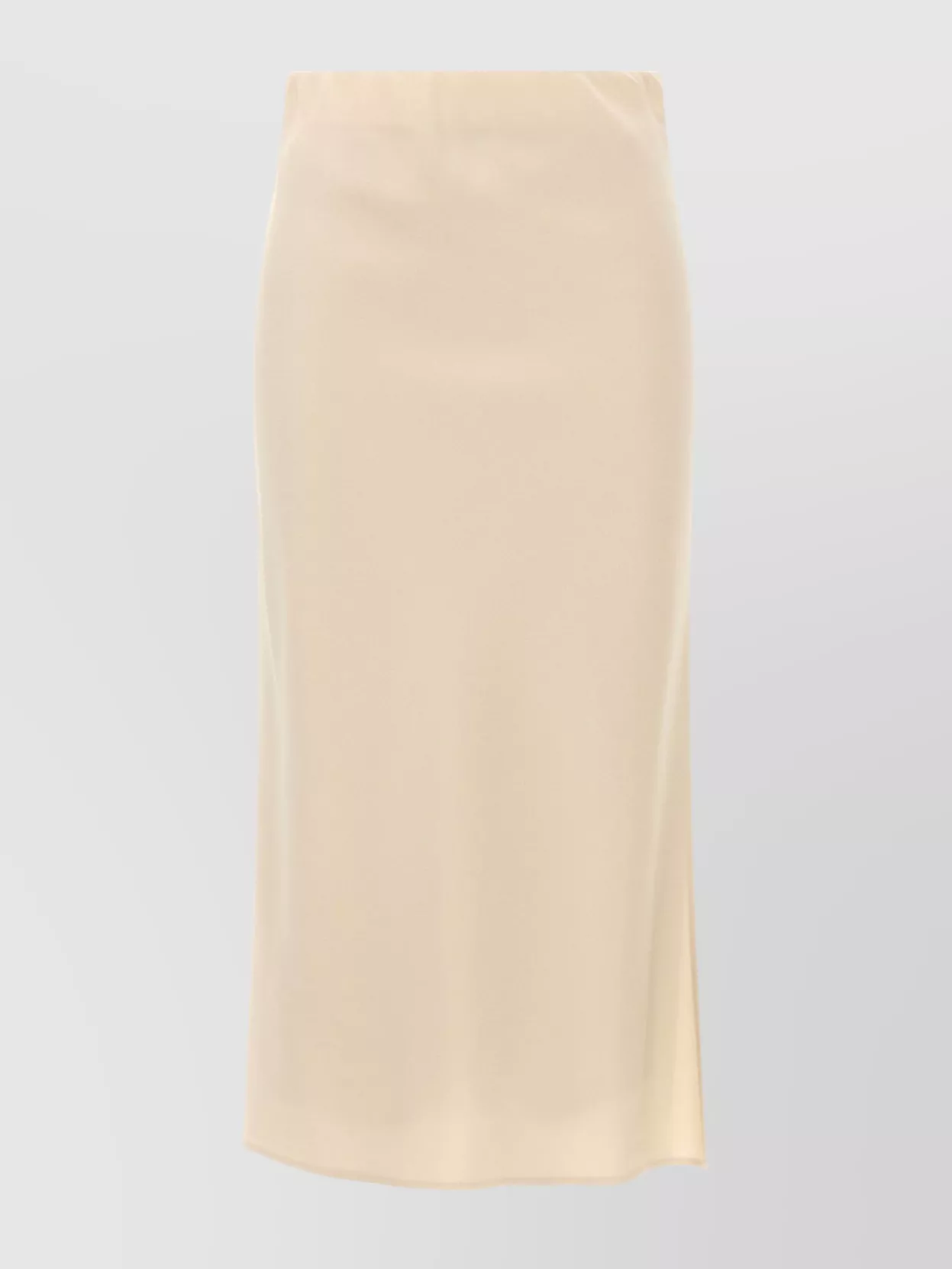 Brunello Cucinelli High Waist Midi Skirt With Side Slit In Neutral