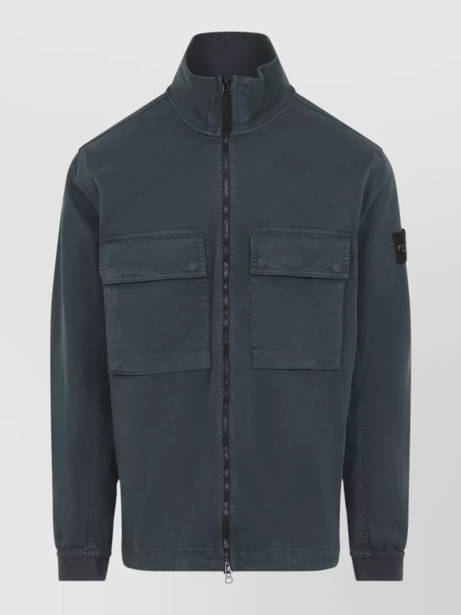 Stone Island Cotton ribbed-collar shirt jacket