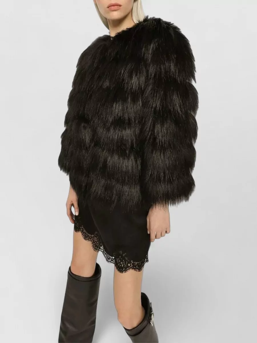 Dolce&Gabbana Faux Fur Cropped Jacket Long Sleeves