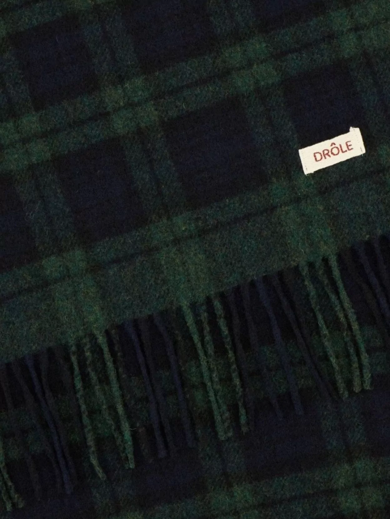 Drôle De Monsieur Wool Scarf With Embroidered Check Pattern