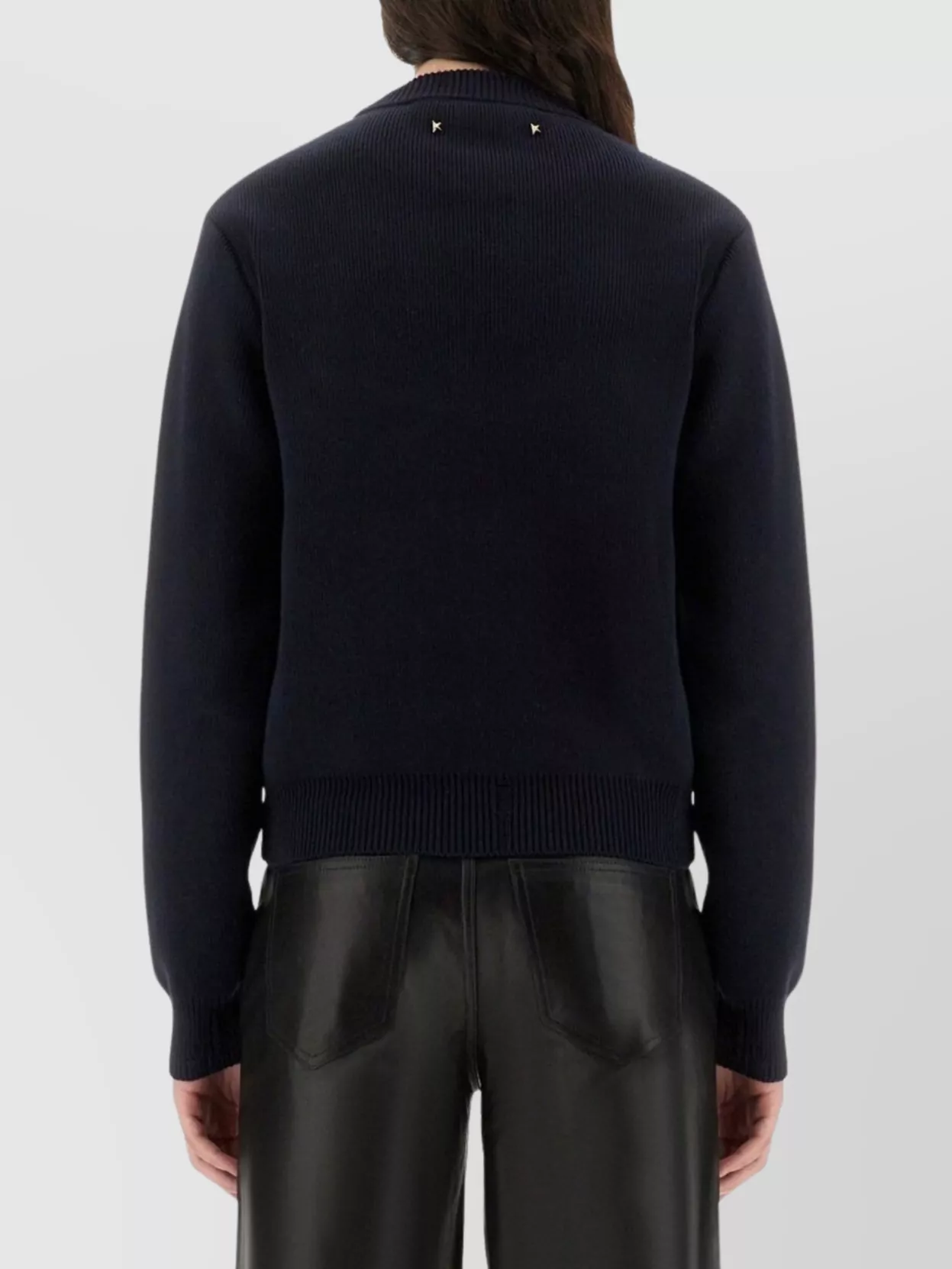 Golden Goose Cotton Jersey Crew Neck Long Sleeves In Black
