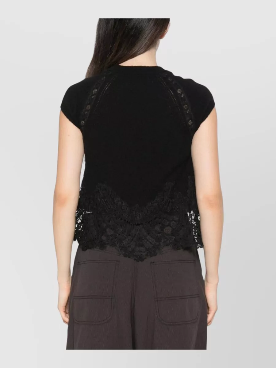 Ermanno Scervino Cashmere Lace-Trim Knitted Top