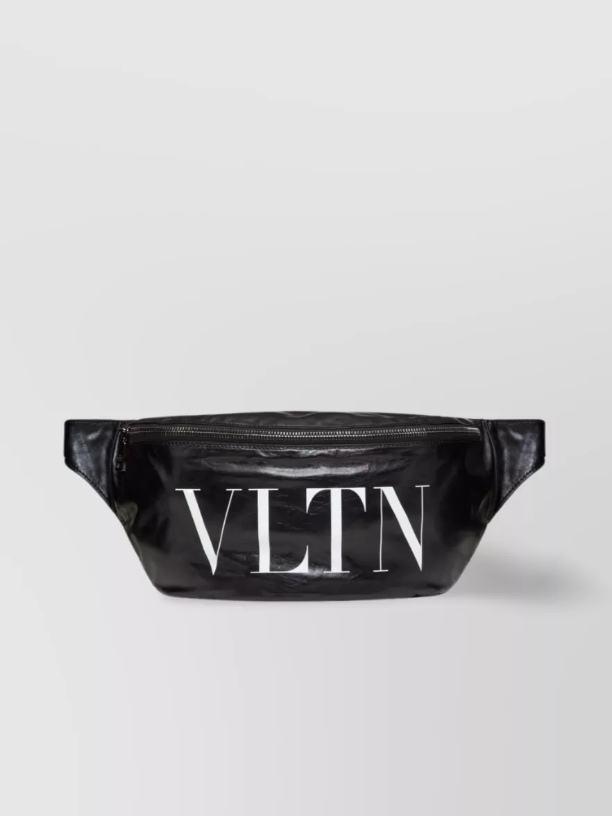 Shop Valentino Versatile Adjustable Waist Bag With Shiny Finish In Black