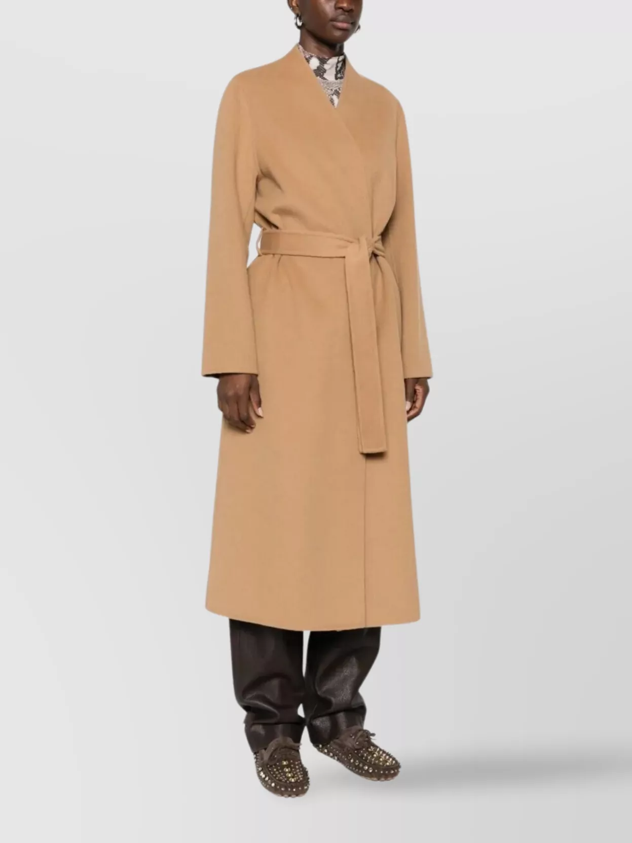 Ermanno Firenze Mid-Length Coat With Belted Waist And Pockets