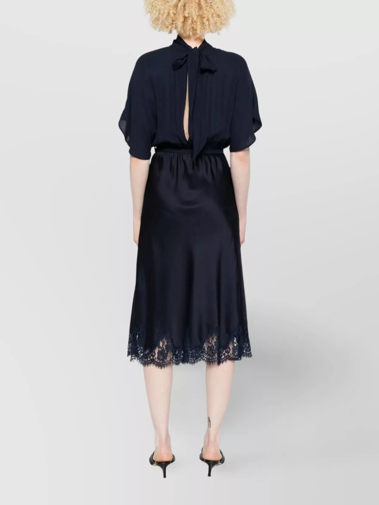 Ermanno Firenze Dress With Bow And Lace Hem