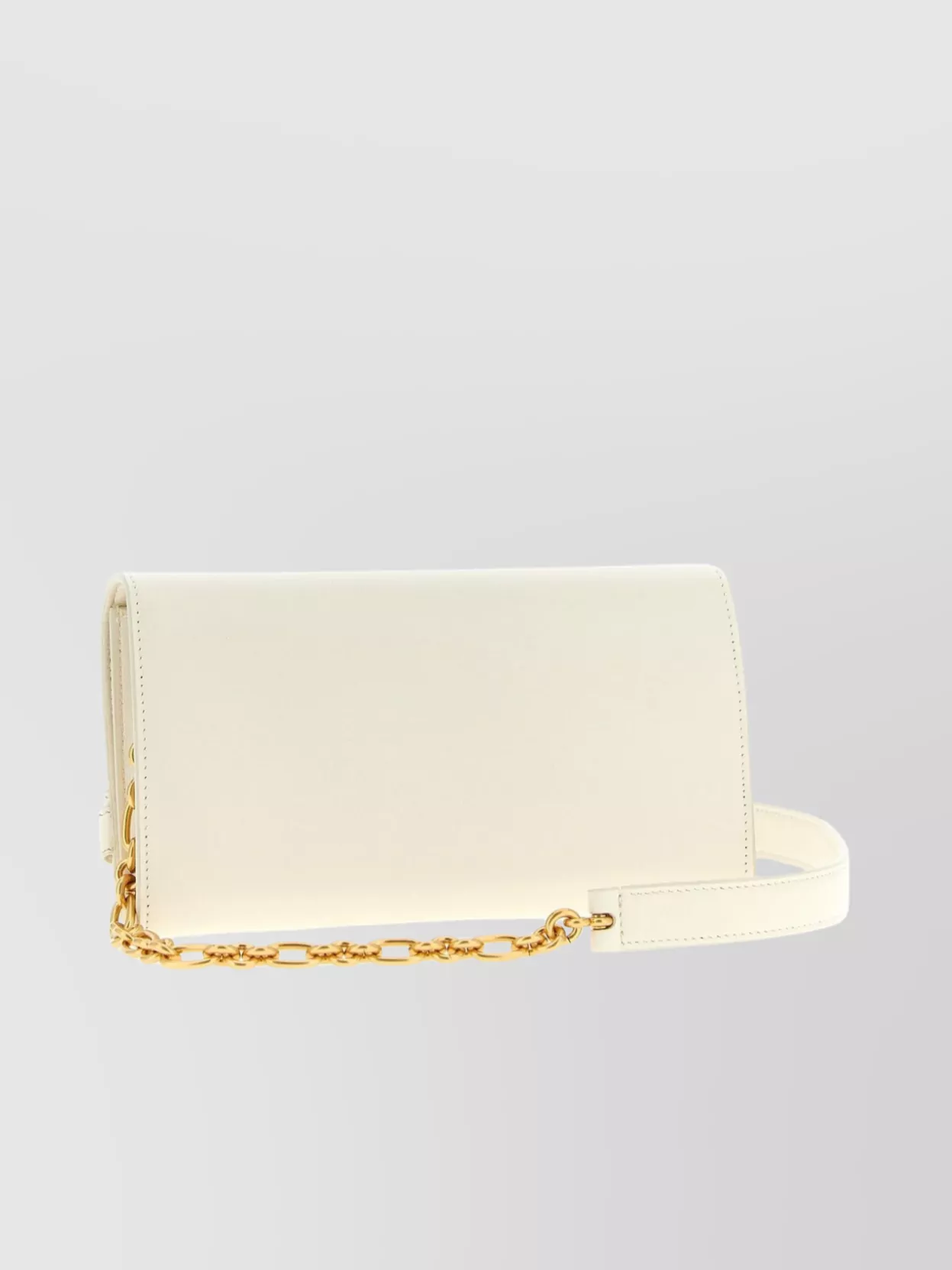 Balmain Chain Strap Wallet Gold-tone Hardware In White